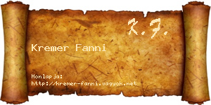 Kremer Fanni névjegykártya